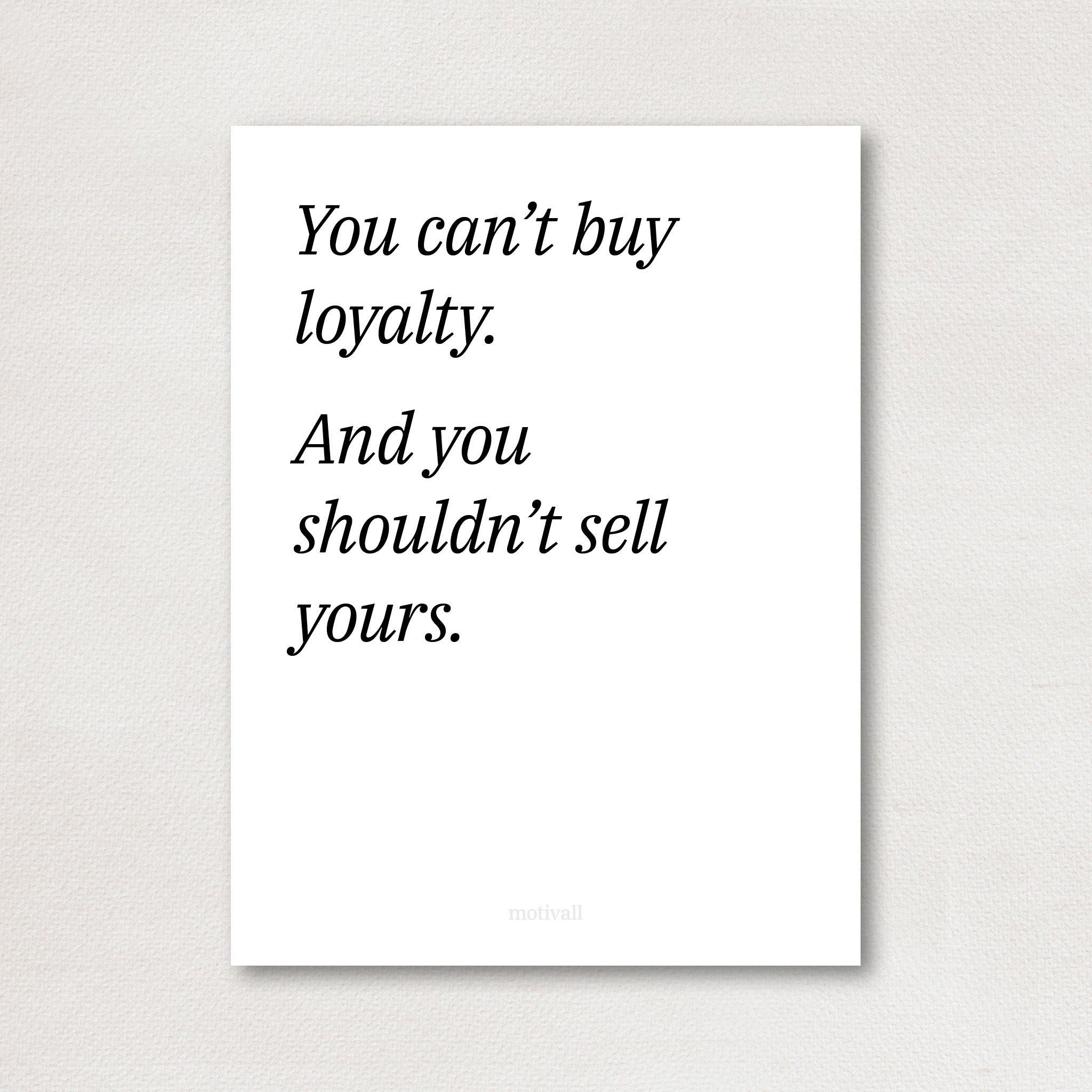 Loyalty is priceless - minimalistic